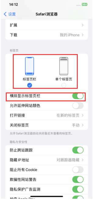 呼伦贝尔苹果手机维修分享Safari浏览器如何切换标签栏位置 